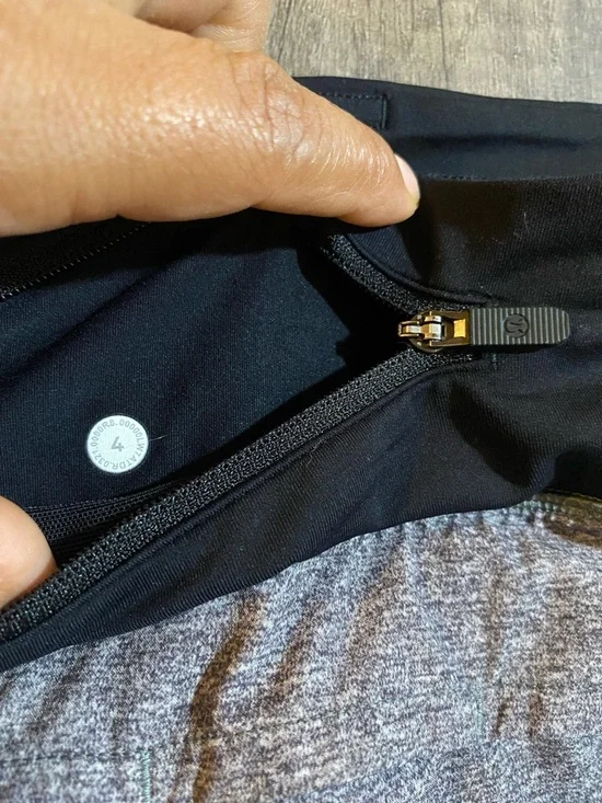 lululemon athletica Heathered Gray Shorts with Black Waistband - Picture 3 of 7